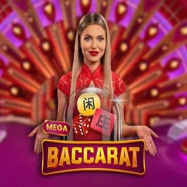 Mega Baccarat slot logo by Pragmatic Play at Gamblerina Casino